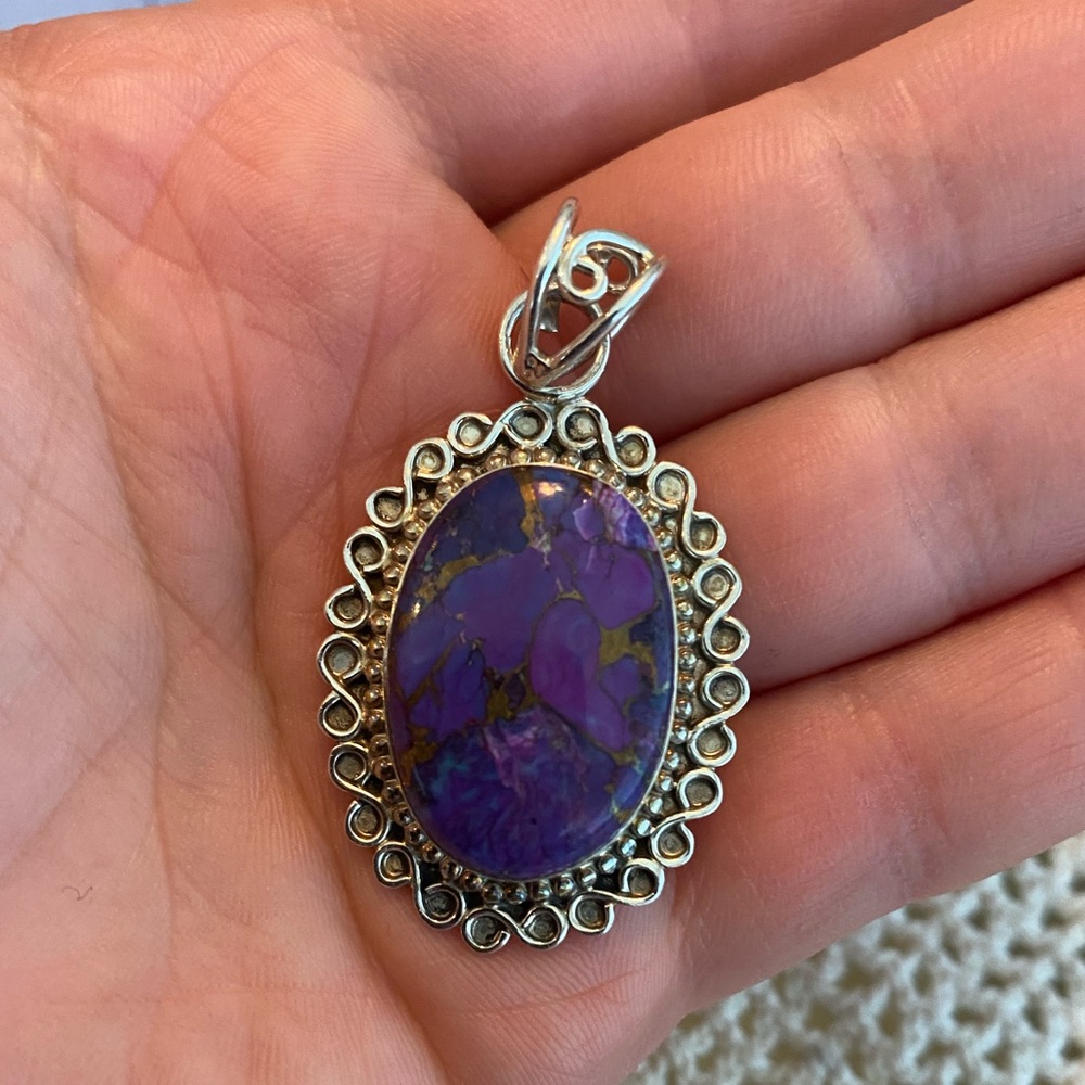 Copper infused turquoise pendant